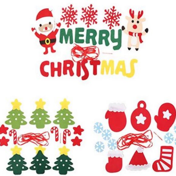 Accessories - Christmas Tree Elk Letter Christmas Stockings Triangle Pattern Hanging Party